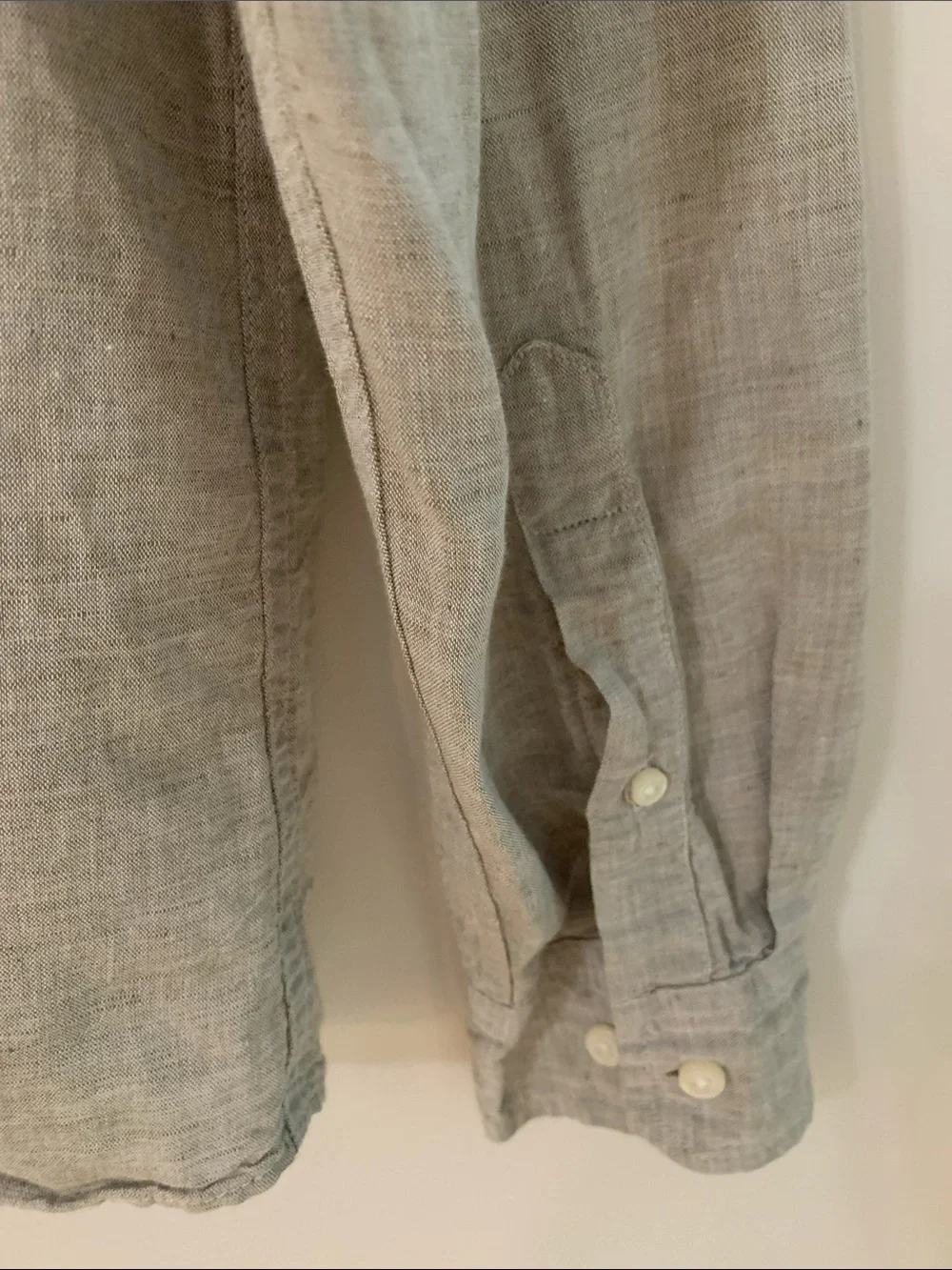 Banana Republic Men’s Linen Cotton Untucked Slim Fit Button Up Shirt Tan Large